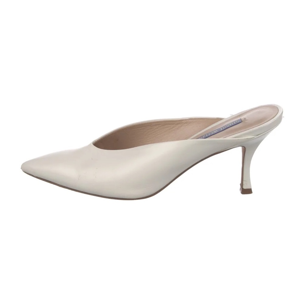 Stewart Weitzman off white kitten heel mules size 8